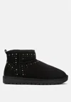 London Rag Winifred Rhinestone Embellished Fur Lined Boots In Black