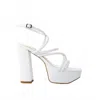 London Rag Beam Tips Strappy Platform Chunky High Heels Sandals In White