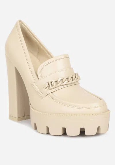 London Rag Women's Corrine Chained Chunky Loafers In Beige In Neutral