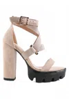 London Rag Women's Fresh Daisy Harness Straps Block Heel Sandals In Latte In Neutral