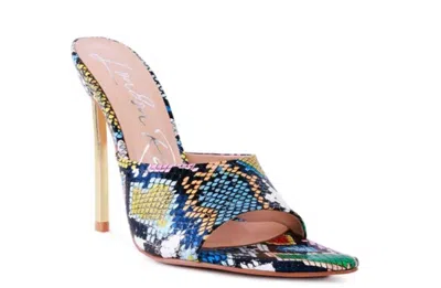 London Rag Women's Heeled Pointed High Heel Sandals In Multi Color Snakeskin