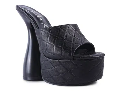 London Rag Women's Oomph Quilted Hourglass Heel Platform Sandals In Black