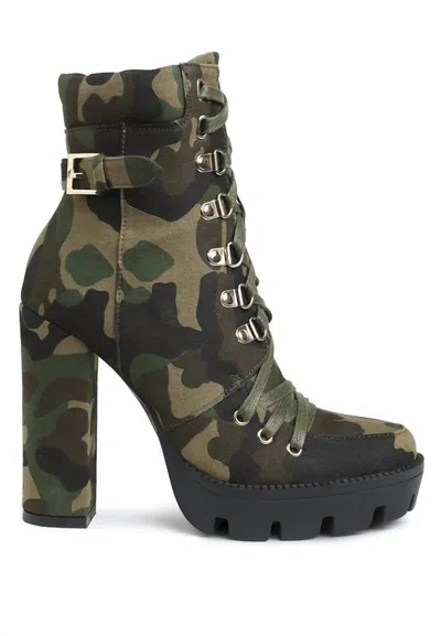 London Rag Women's Palmetto Camouflage Ankle Boots In Khaki In Green