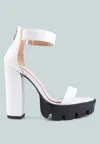 London Rag Women's Rattle Chunky High Block Heel Sandals In White In White