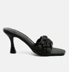 London Rag Woven Strap Spool Heel Sandals In Black