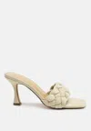 London Rag Woven Strap Spool Heel Sandals In Beige