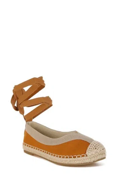London Rag Yalva Detachable Ankle Wrap Tie Flat In Brown