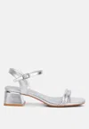 London Rag Zabou Metallic Ankle Strap Low Block Heels In White