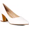 London Rag Zaila Metallic Accent Block Heel Pumps In White