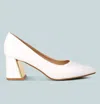 London Rag Zaila Metallic Accent Block Heel Pumps In White