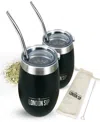 London Sip 8 Oz. Yerba Mate Cup Bombilla Straw In Black