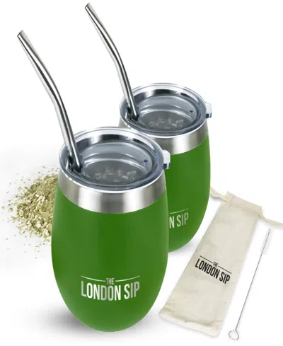 London Sip 8 Oz. Yerba Mate Cup Bombilla Straw In Green