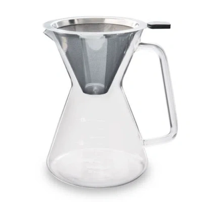 London Sip Glass Pour Over Carafe W/ Reusable Filter, 600ml In Transparent