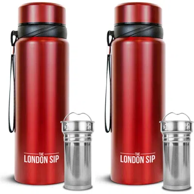 London Sip Infuser Bottle 2-pack, 25oz In Red