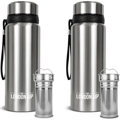 London Sip Infuser Bottle 2-pack, 25oz In Silver