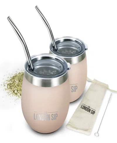 London Sip Stainless Steel 8 Oz. Yerba Mate Cup Set In Brown