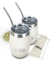 London Sip Stainless Steel 8 Oz. Yerba Mate Cup Set In White