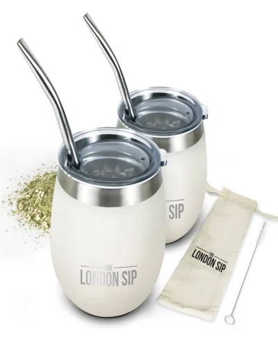 London Sip Stainless Steel 8 Oz. Yerba Mate Cup Set In White