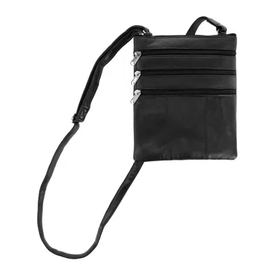 London Stitch Women's Leather Phone Pocket Crossbody Handbag In Black