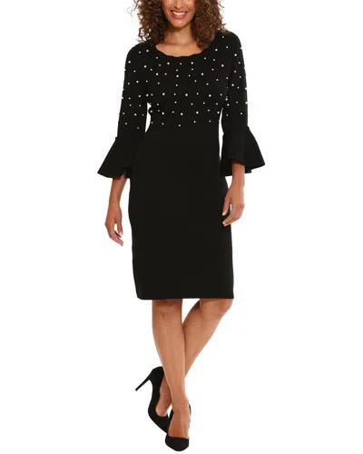 London Times 3/4 Sleeve Mini Dress In Black