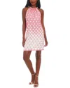 London Times A-line Linen-blend Dress In Gold