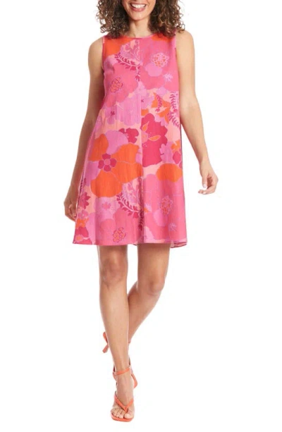London Times A-line Sleeveless Dress In Pink Multi