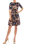 London Times Abstract Floral Printed A-line Dress In Multi