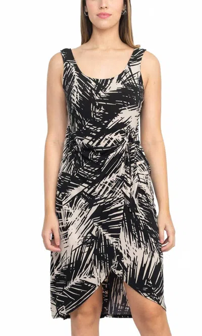 London Times Andi Printed Sleeveless Dress In Taupe/black