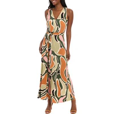 London Times Asymmetric Maxi Dress