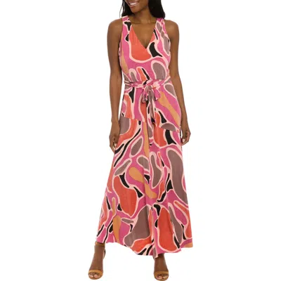 London Times Asymmetric Maxi Dress In Multi