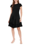 London Times Asymmetric Ruffle Dress In Black