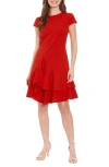 London Times Asymmetric Ruffle Dress In Red