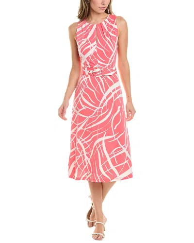 London Times Belted Midi Dress In Pink