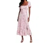 London Times Bloom Midi Dress In Pink In Pink