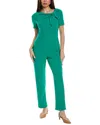 London Times Bow Neck Jumpsuit In Green