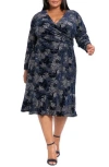 London Times Plus Size Print Scoop-neck Sleeveless Dress In Blue