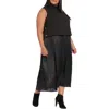London Times Plus Size Sleeveless A-line Midi Dress In Black