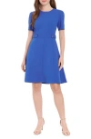 London Times Button Tab Fit & Flare Dress In Olymp Blue