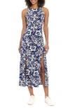London Times Car Wash Maxi Dress In Navy/white