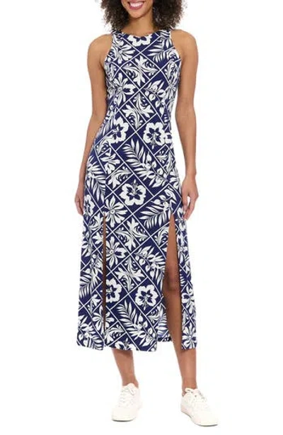 London Times Car Wash Maxi Dress In Navy/white