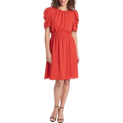 London Times Caterpillar Sleeve Fit & Flare Dress In Risk Red