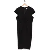 London Times Center Ruched Cap Sleeve Midi Dress In Black