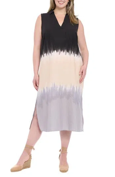 London Times Collared Sleeveless Shift Dress