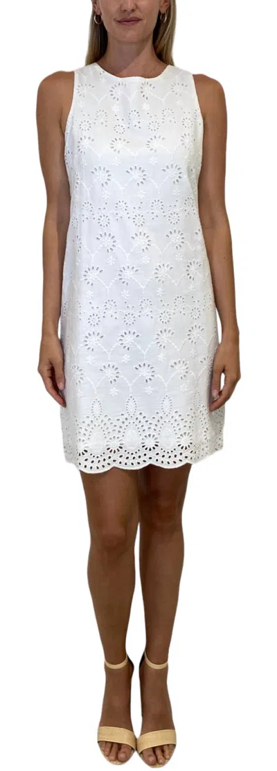 London Times Cotton Embroidered Eyelet Shift Dress In White | ModeSens