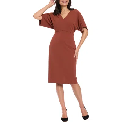 London Times Dolman Short Sleeve Sheath Dress In Burgundy