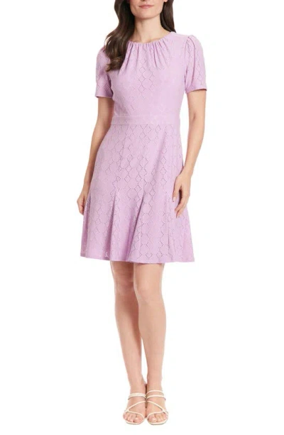 London Times Eyelet Fit & Flare Dress In Lupine