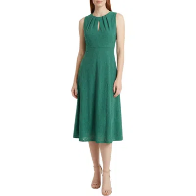 London Times Eyelet Keyhole Fit & Flare Midi Dress In Green