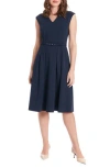London Times Fit And Flare Midi Dress In Navyblazer