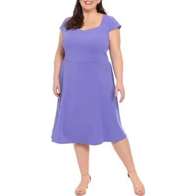 London Times Fit & Flare Sweetheart Midi Dress In Purple