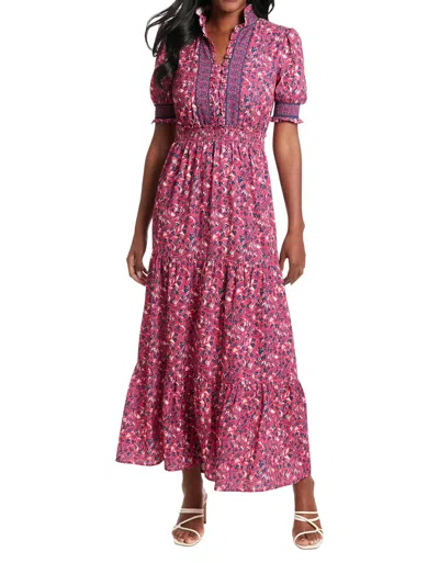 London Times Floral Maxi Dress In Navy Pink Floral